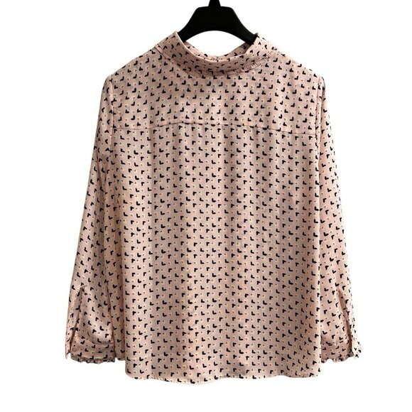 Talbots Blouse Womens 2XP Pink Floral Button Down Ruffle Trim Cottagecore Office - Picture 2 of 6